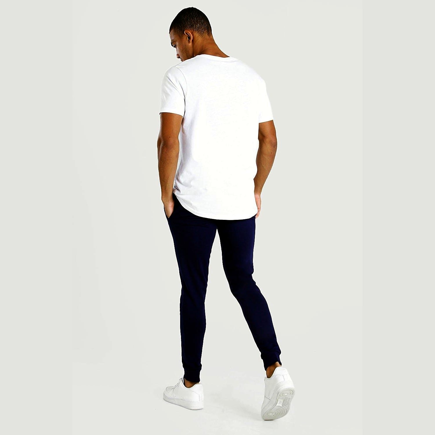 boohooman navy joggers