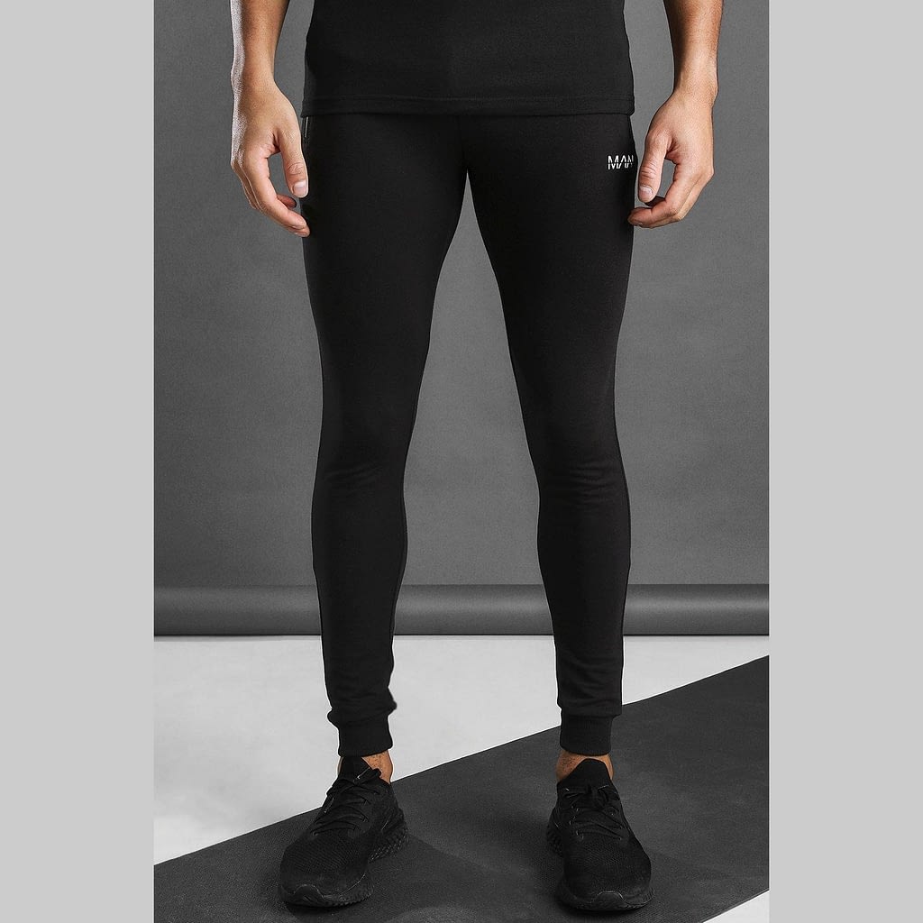 skinny fit active gym joggers with zip pockets